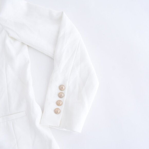 Generation Love New York Leighton Crepe White Double Breasted Button Blazer M - Picture 5 of 15